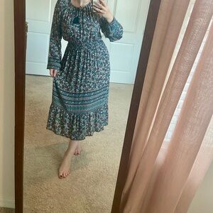 Boho Floral Midi Dress